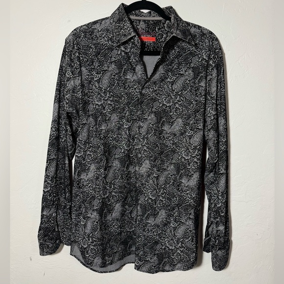 VISCONTI Men's Black‎ Long-Sleeve Button Up Large - Picture 1 of 5